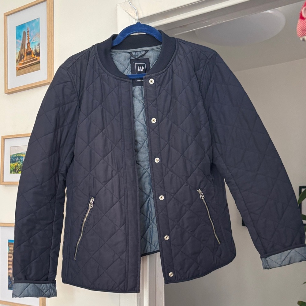 GAP Navy Quilted Bomber Jacket
